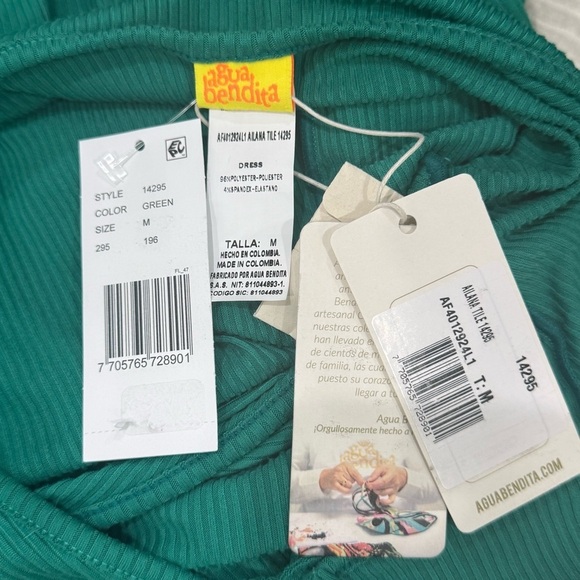 Agua Bendita Ailana Dress Green Maxi Size Medium Cut-Out Midriff NEW $250 - Picture 10 of 16